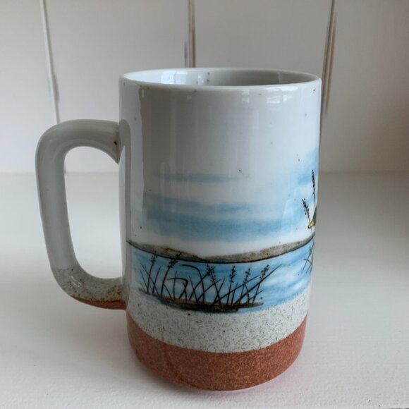 Vintage Otagiri Mallard Duck in Flight over Lake Tall Stoneware Coffee/Tea Mug - Picture 2 of 4